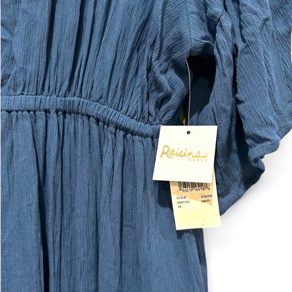 Raisins Tavarua Cover Up Navy Plus Size 2X V-Neck Tiered Mini Dress NWT MSRP $80 - Picture 6 of 8